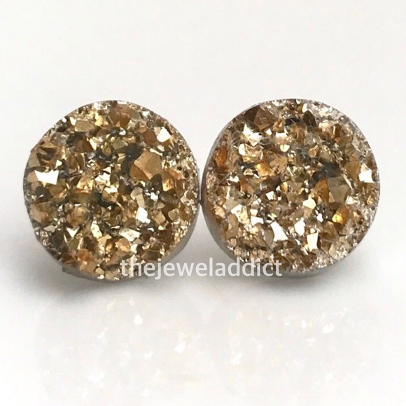 3 for 15🎀chunky golden Druzy style earrings - Picture 2 of 6